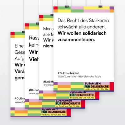 Plakatmotive des Bündnisses "Zusammen für Demokratie" Plakatmotive des Bündnisses "Zusammen für Demokratie"