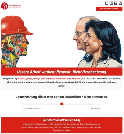 Screenshot der Website https://deine.igbau.de/zukunft-sozialstaat