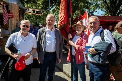 Robert Feiger im Anschluss an die Demonstration zum 1. Mai in Berlin