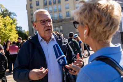 Robert Feiger bei der Demonstration zum 1. Mai 2026 in Berlin