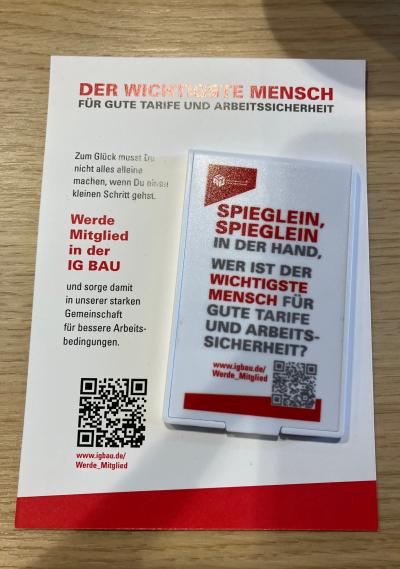 Flyer der IG BAU zum Workers' Memorial Day 2026