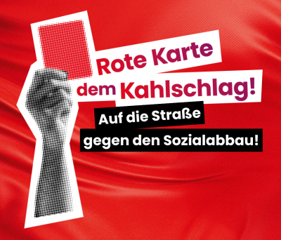 Rote Karte gegen Sozialabbau – DGB-Protestgrafik